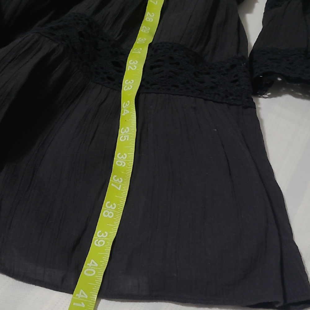 SPENCER JEREMY BLACK LACE TRIM BLACK DRESS 100% COTTON SQUERE NECK LINE A SZ 12 - Picture 11 of 14
